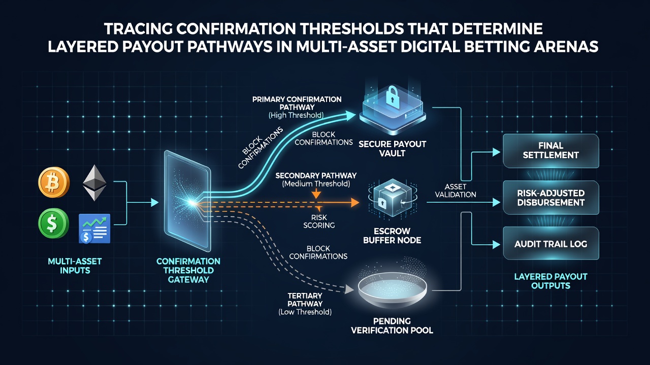 Darstellung von Blockbestätigungen und gestaffelten Auszahlungspfaden in Blockchain-Wettplattformen