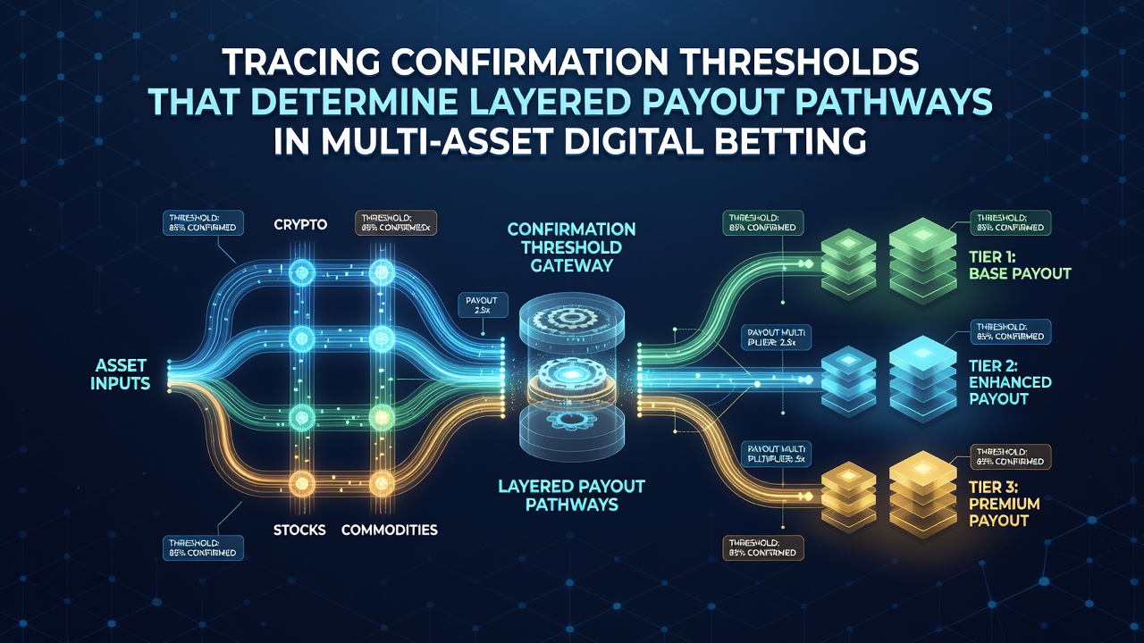 Illustration von Schwellenwerten und Multi-Asset-Transaktionen in digitalen Wettarenen